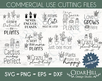 Plant Lover SVG Bundle: Botanical Cactus Succulent Designs (Digital Download)