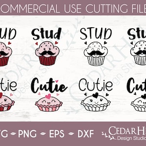 Cutie Pie Stud Muffin SVG Bundle: Valentine&#39;s Day Cut Files (Digital Download)