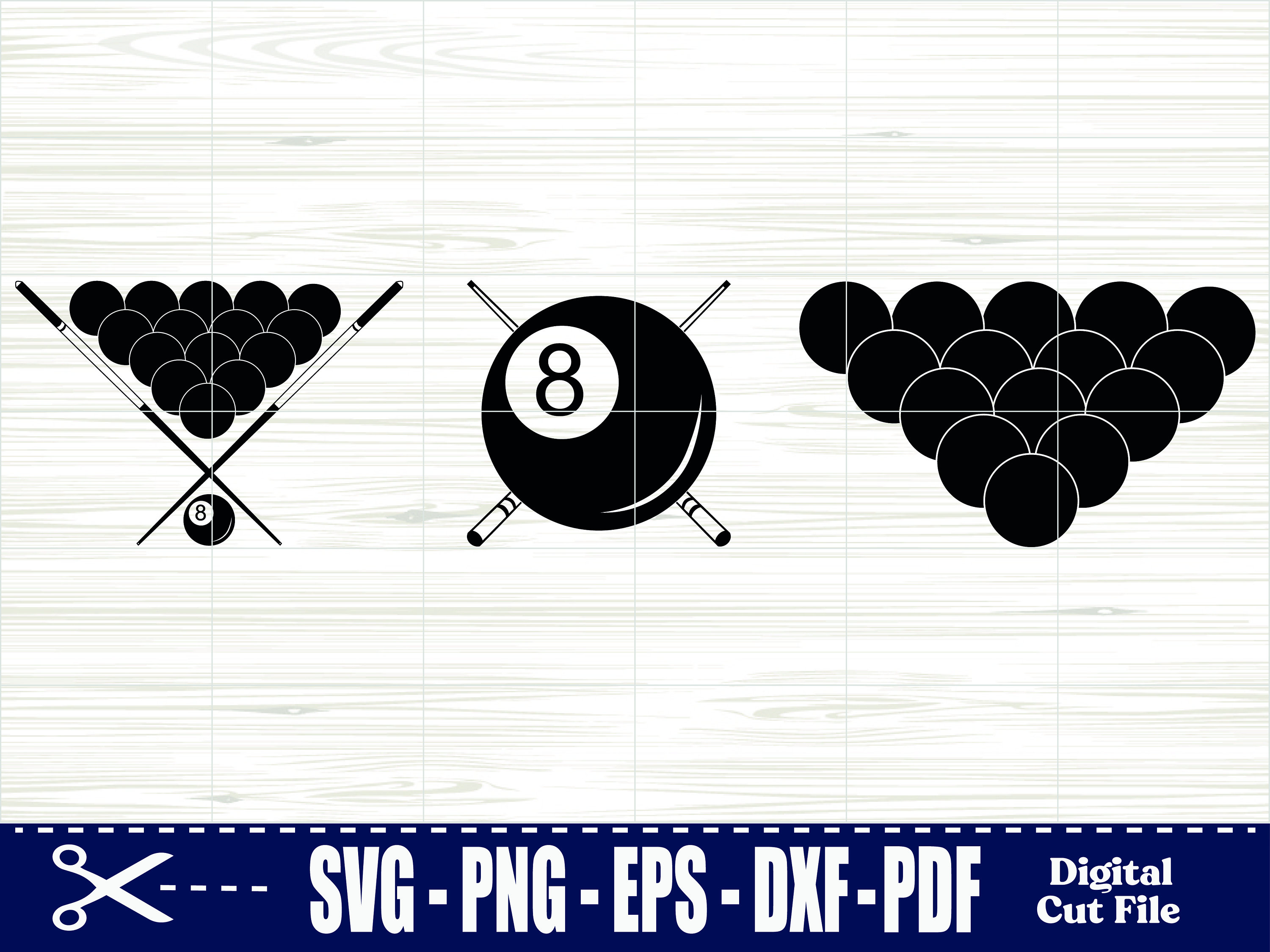 Billiard SVG Bundle: Pool Clipart, Cuttable Designs (digital Download ...