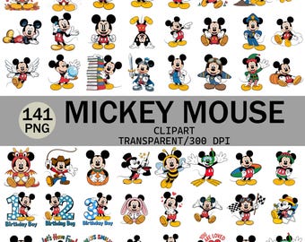 Mickey Mouse Clipart Bundle: Cartoon PNG Images (Digital Download)