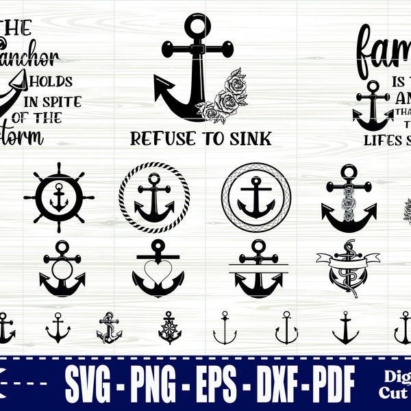 Anchor Big SVG Bundle, Anchor Cut File, Anchor Clipart, Anchor Vector, Anchor png, Anchors svg, Anchor svg file, Anchor designs