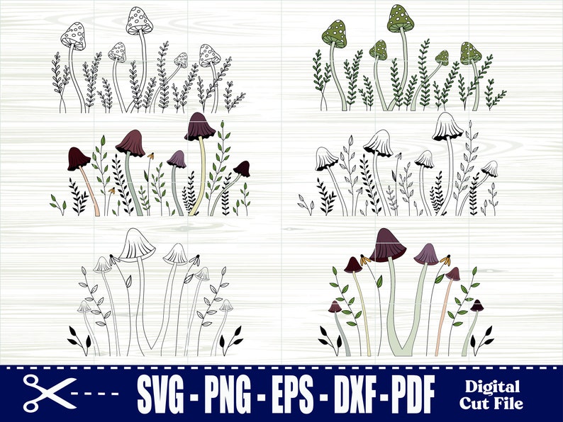 Mushroom Svg, Mushroom Svg Bundle, Mushroom Clipart, Mushroom Flower ...