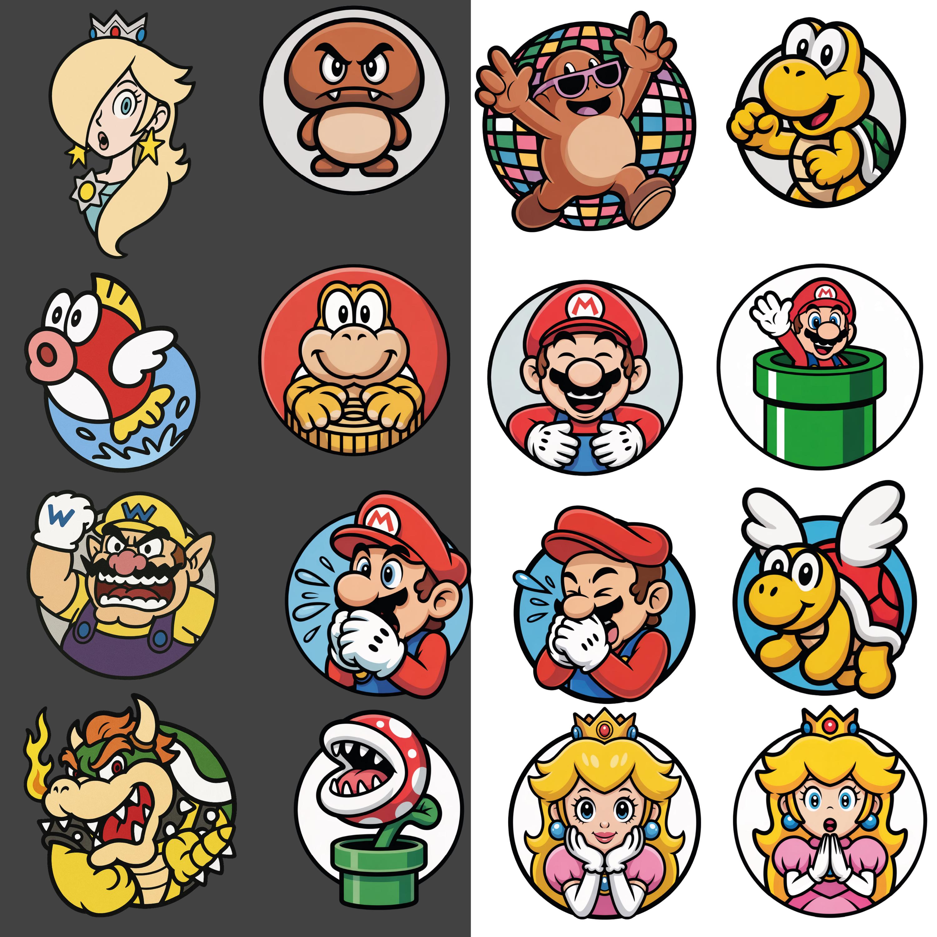 Super Mario Icons Clipart: 86 PNG Illustrations (digital Download ...