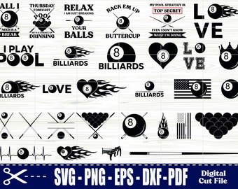 Billiard SVG Bundle: Pool Clipart, Cuttable Designs (Digital Download)