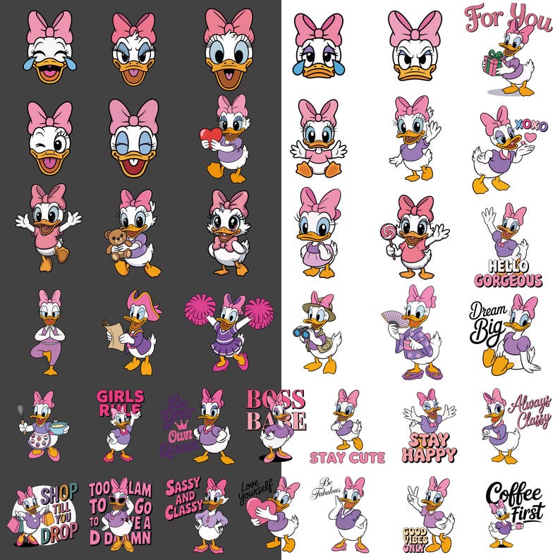 Daisy Duck Clipart Bundle, Cute Cartoon PNG Set (digital Download ...