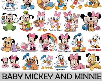 ベビーミッキー、ミニー、ドナルド、デイジーのかわいい雲のクリップ