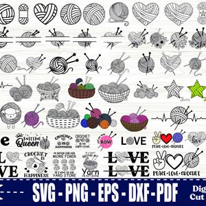 Breien bundel SVG, gehaakte citaten SVG, garen Svg, breien Svg, haken Svg, Crafting Svg, haaknaald clipart, knippen bestand breien