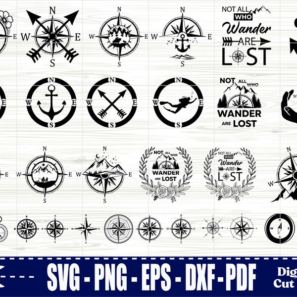 Compass Bundle Svg, Nautical Compass Svg ,Compass png, Compass eps, Compass vector, Compass cut files ,Mountain Animal Compass SVG Files