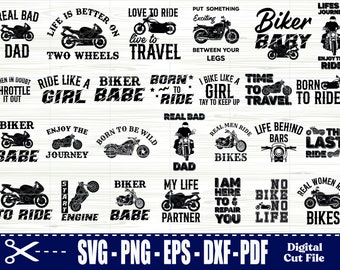 オートバイ SVG クリップアート バンドル: バイカー、チョッパー、ハーレーのデザイン (デジタル ダウンロード)