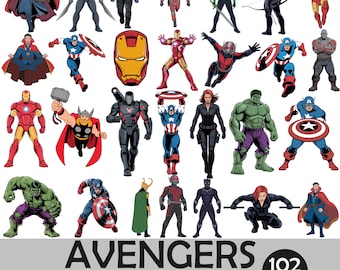Avengers Clipart Bundle | 102 Superhero PNG Illustrations (Digital Download)