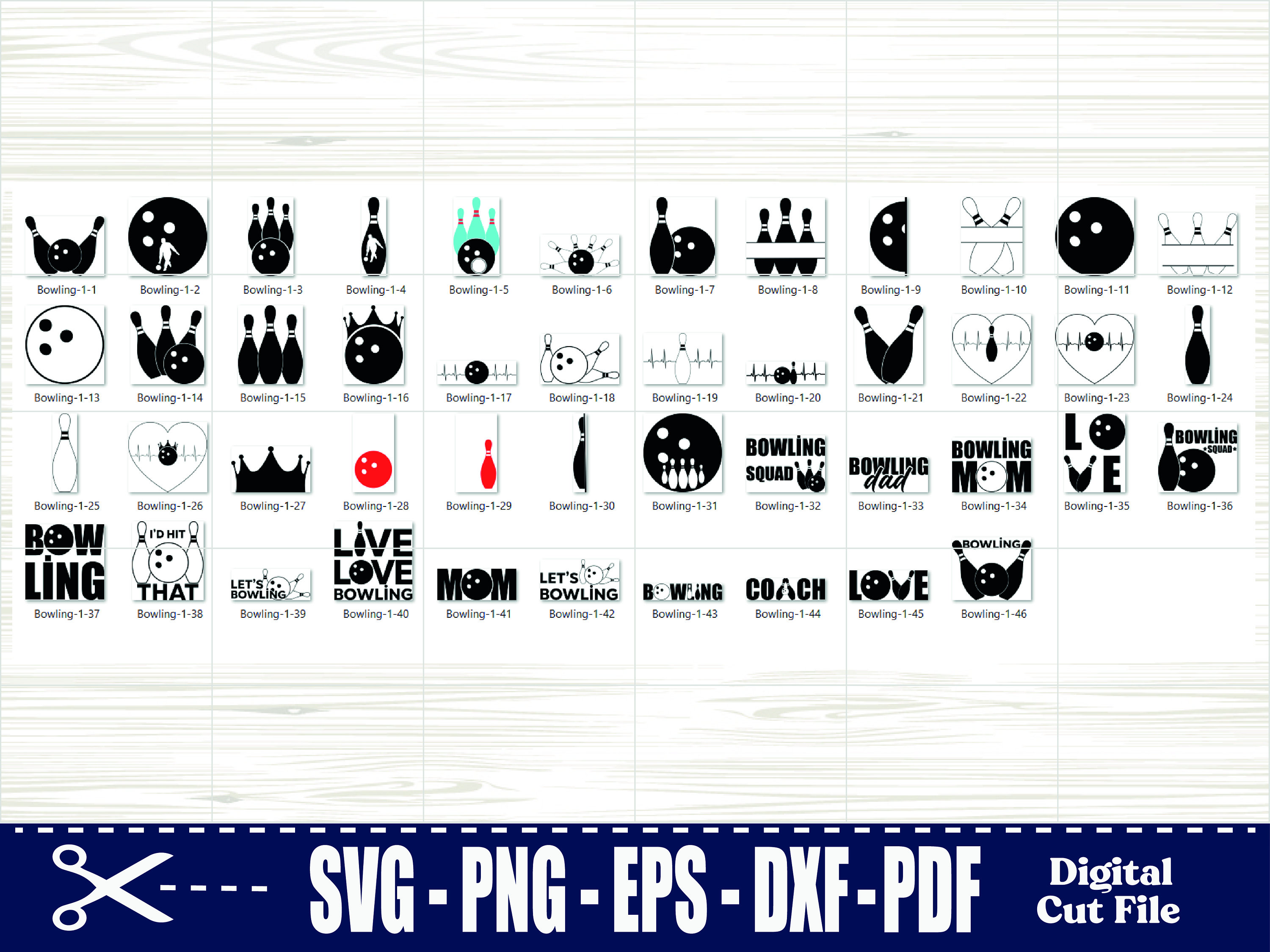 Bowling SVG Bowling Silhouette Bowling Clipart Bowling Ball Bowling Pin