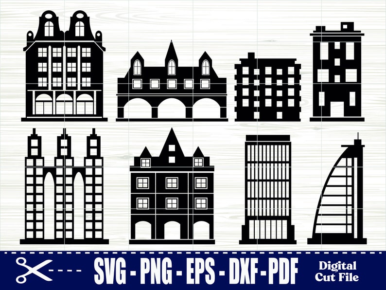 Houses Clipart Set, House Vector Bundle, House Svg, Building Svg, Home ...