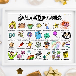 Small acts of kindness - wellbeing - wellness - mental health - motivational - workplace - digital download poster print