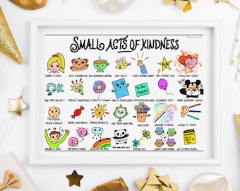 Small acts of kindness - wellbeing - wellness - mental health - motivational - workplace - digital download poster print