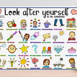 Look after yourself in the workplace - motivational -  teamwork - happiness - office - school - kindness - digital download poster print