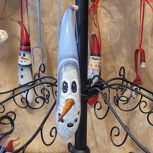 Hand Painted Snowman Christmas Ornament Gourd