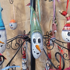 Hand Painted Snowman Banana Gourd Christmas Ornament