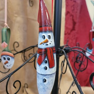 Hand Painted Snowman Christmas Gourd Ornament