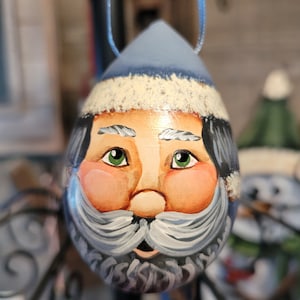 Handmade Painted Santa Dried Egg Gourd Christmas Ornament