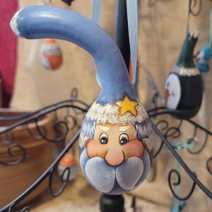 Hand Painted Folk Art Spoon Gourd Santa Christmas Ornament