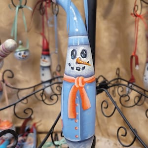 Hand Painted Snowman Dried Gourd Christmas Ornament