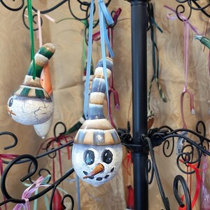 Hand Painted Snowman Spooner Gourd Ornament