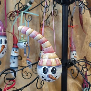 Hand Painted Snowman Christmas Spoon Gourd Ornament