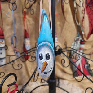 Hand Painted Snowman Banana Gourd Christmas Ornament