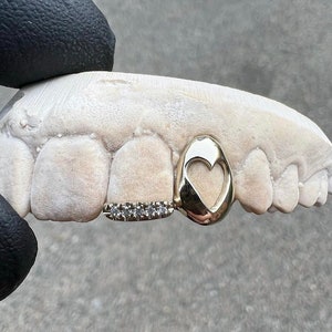 GRILLZ heart heart set with zircon silver 925 tooth jewelry precious alloy and set with diamond moissanite tooth gem