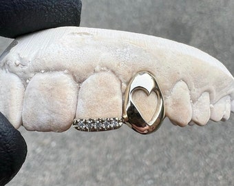 GRILLZ heart coeur serti zircon argent 925 bijoux dent alliage précieux et serti diamant moissanite tooth gem