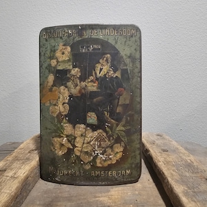 Seltene antike Frou Frou Keksdose - Dutch Whimsy in Grün