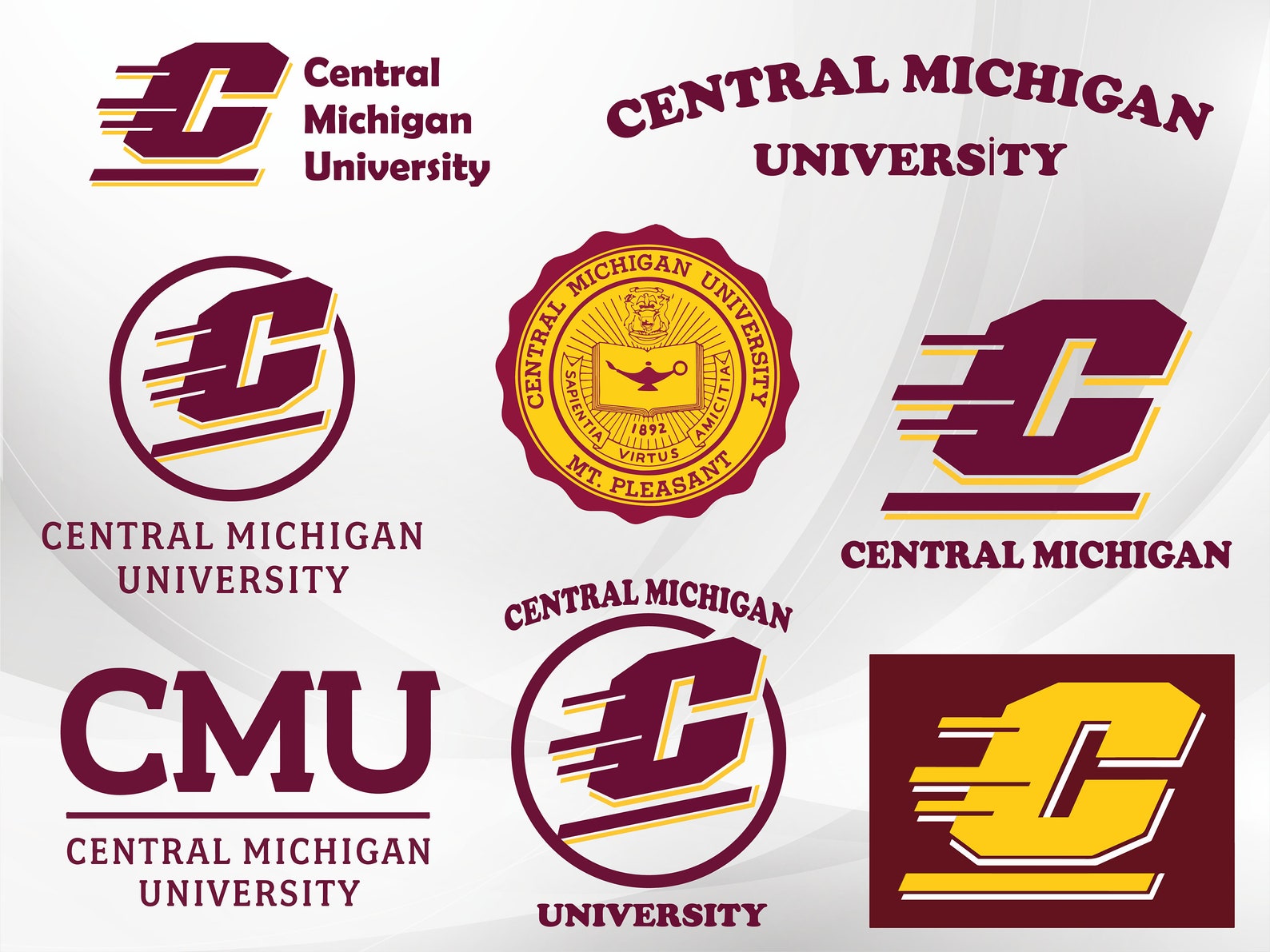 Central Michigan University Svg Central Michigan University Etsy