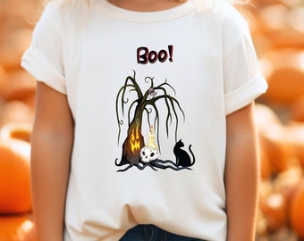 Kids Halloween Boo Shirt, Cat Halloween Shirt, Kids Halloween Shirt