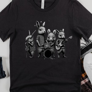 Bunnies Rock Band, Men's Bunnies playing guitar Shirt, Music tee, men graphic t-shirts