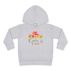 Gingerbread House Toddler Hoodie, Cookies and Cocoa Design, Christmas Sweatshirt, Holiday Kids Fleece Jumper, Festive Youth Pullover, Winter image 3