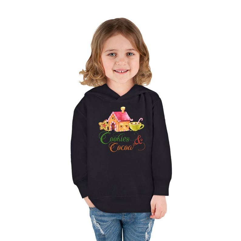 Gingerbread House Toddler Hoodie, Cookies and Cocoa Design, Christmas Sweatshirt, Holiday Kids Fleece Jumper, Festive Youth Pullover, Winter image 4