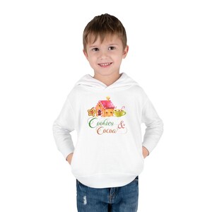 Gingerbread House Toddler Hoodie, Cookies and Cocoa Design, Christmas Sweatshirt, Holiday Kids Fleece Jumper, Festive Youth Pullover, Winter image 2