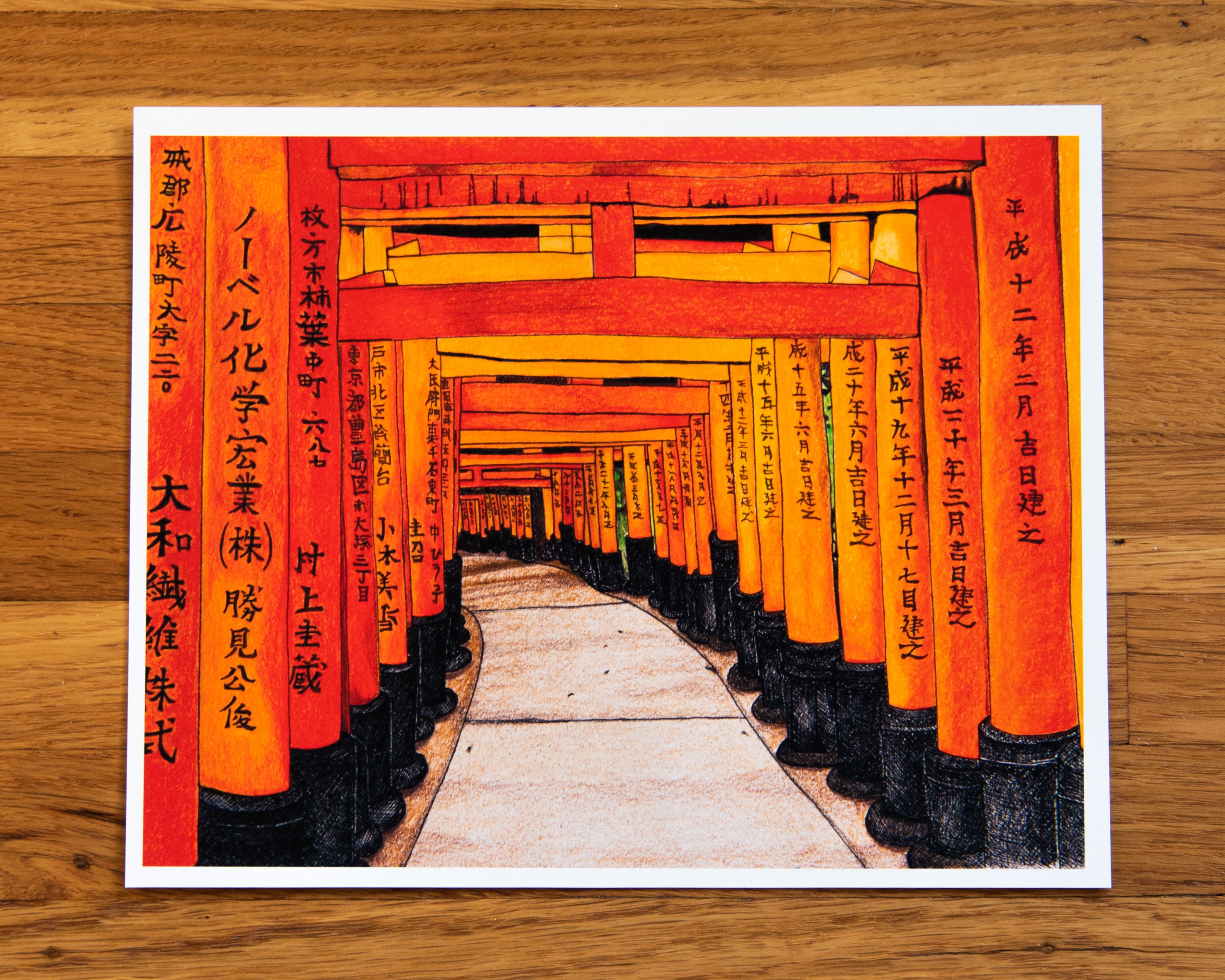 Fushimi Inari Print: Red Tori Gates, Japan Ink and Pen Art - Etsy