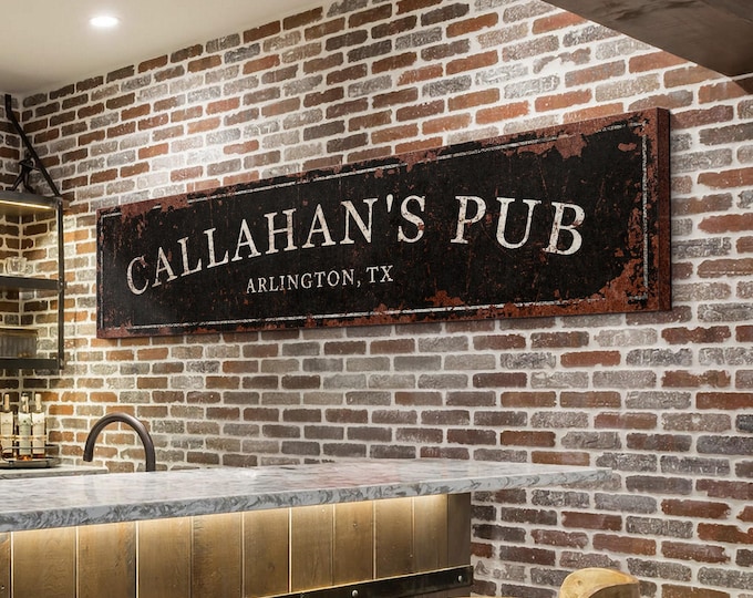 Custom Pub Sign, Big Irish Pub Canvas Wall Decor, Long Canvas, Craft Beer Sign, Personalized Tavern Sign, Custom Saloon Sign, Old Pub Signs