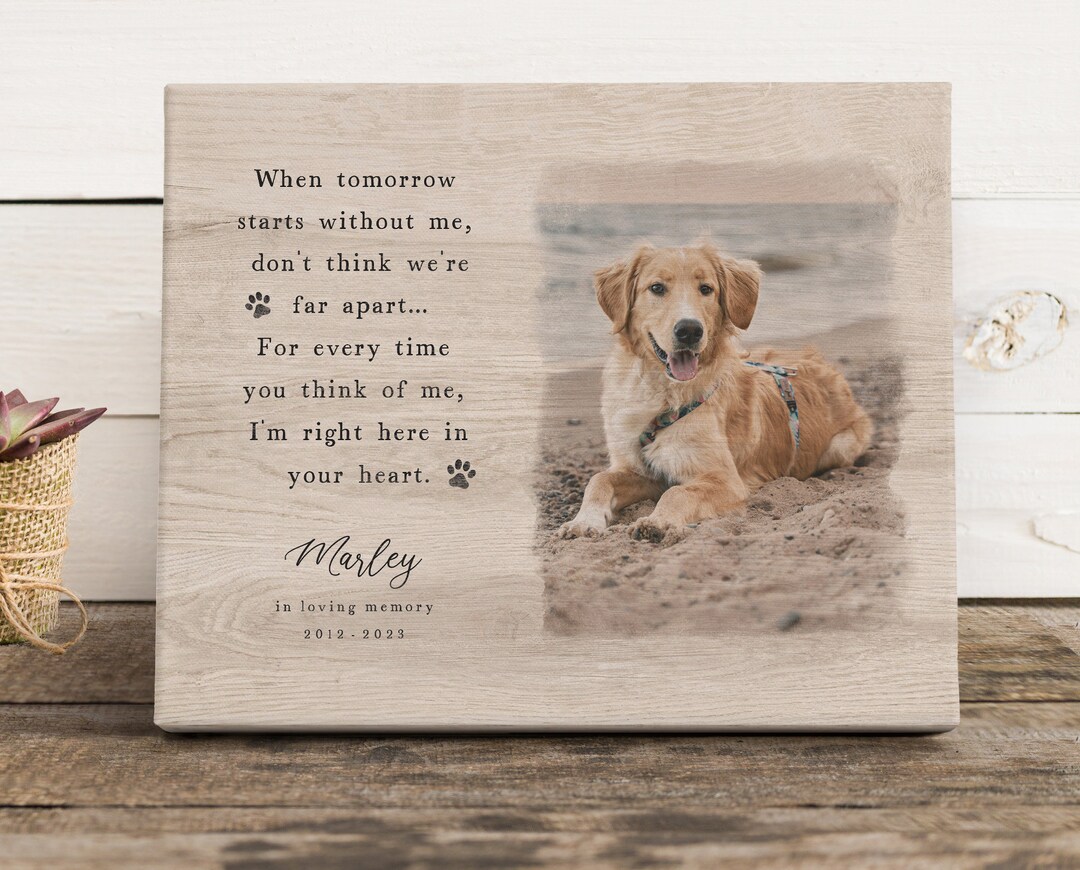 Poem With Photo Pet Memorial Gift, Personalized Dog Memorial Canvas Wood Print, Cat Memorial ...