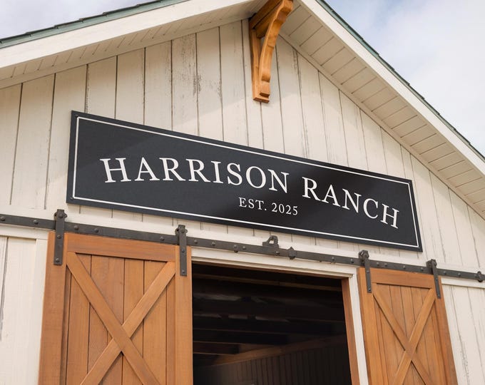 Custom Outdoor Family Ranch Sign, Weatherproof Sign, Large Metal Outdoor Sign, Waterproof Cabin, Farm, Lodge, Black Backyard Patio Barn Sign