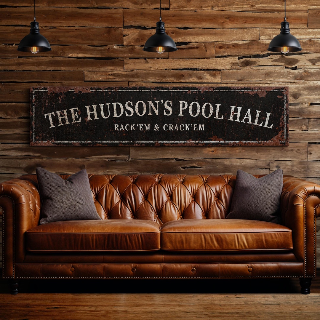 Pool Table Looking Sign Long Custom Pool Hall Billiards Sign, Pool Table Room Sign Decor ...