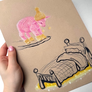 Original Hand Drawn Pencil Lamb Illustration | 9” x 12” image 2