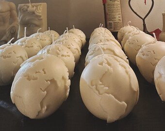 Handmade Earth Candle: Globe Shaped Candle