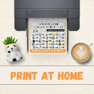 May include: A printable cryptogram puzzle with a colourful key and the phrase "TASK # 3 CRYPTOGRAM" at the top. The puzzle is printed on a white sheet of paper and is being fed into a printer.