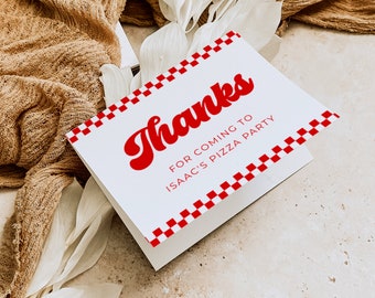 Pizza Party Thank You Card, Kids Pizza Party, Thanks Note, Editable Template, INSTANT DOWNLOAD, Pizzeria, Folded, Flat, PP01