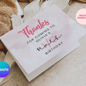 Cartão de agradecimento de meio aniversário, cartão de agradecimento de 1/2 aniversário, festa de 6 meses, modelo Canva, meninas, meio caminho para um, download instantâneo, para impressão, HB01