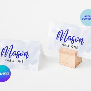 Halve verjaardag plaatskaarten, 6 maanden verjaardagsfeestje, Canva sjabloon, 1/2 Bday decoraties, jongens feest, halverwege één, tentkaart, HB02