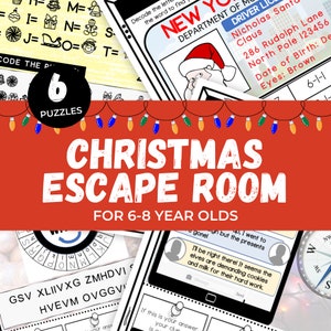 Christmas Escape Room for Kids, Printable Holiday Party Game, Xmas Activity, Escape Room at Home, Family Game Night, Kids Mystery Puzzle