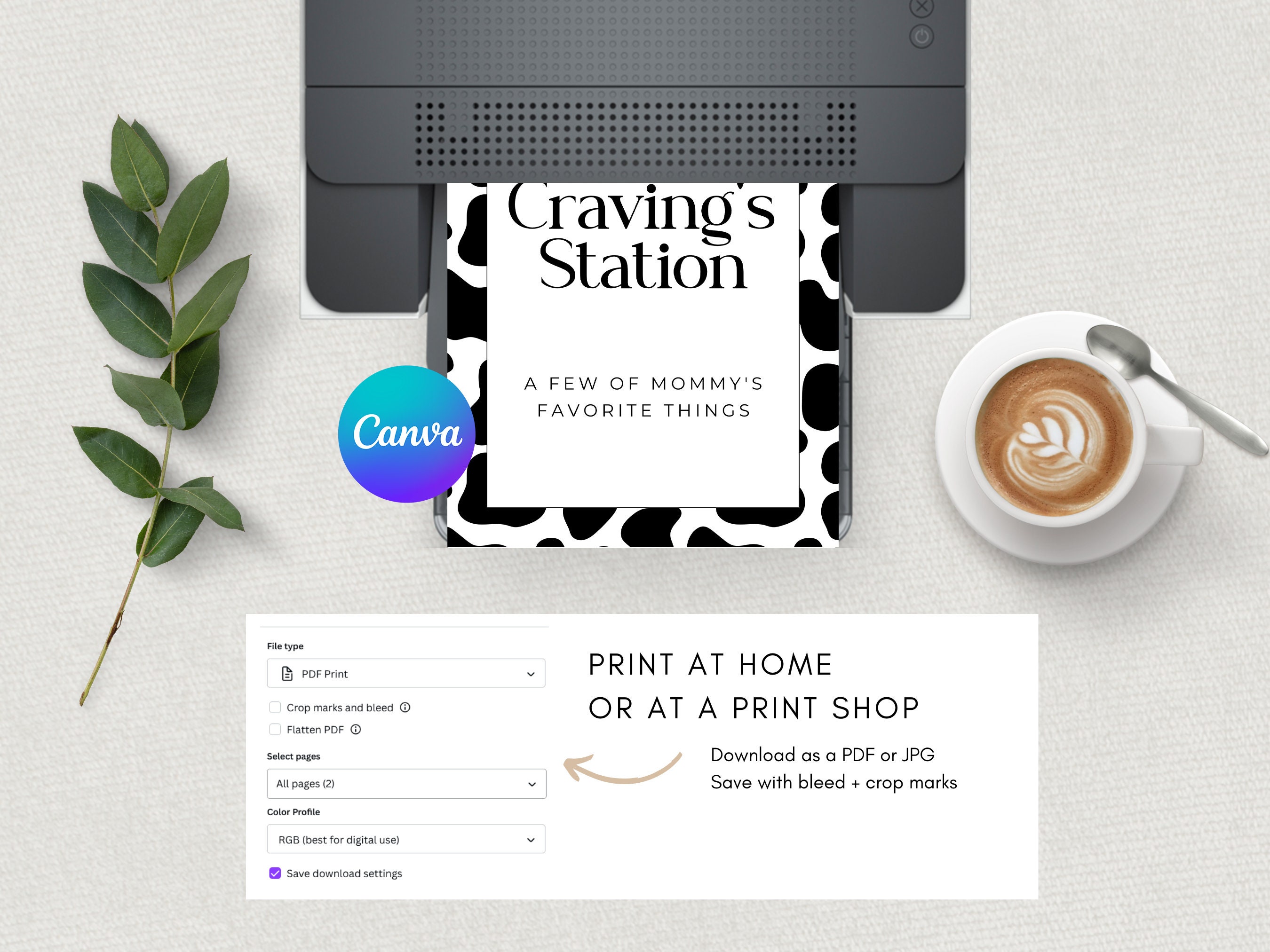 Cow Cravings Station Sign, Cow Baby Shower, Mommy's Cravings, Canva ...
